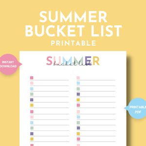 Blanko Familie Sommer Bucket List, Sommer Printables für Familien, Kinder Sommer Bucket List, Sommer Checkliste, Sommer Aktivitäten, PDF