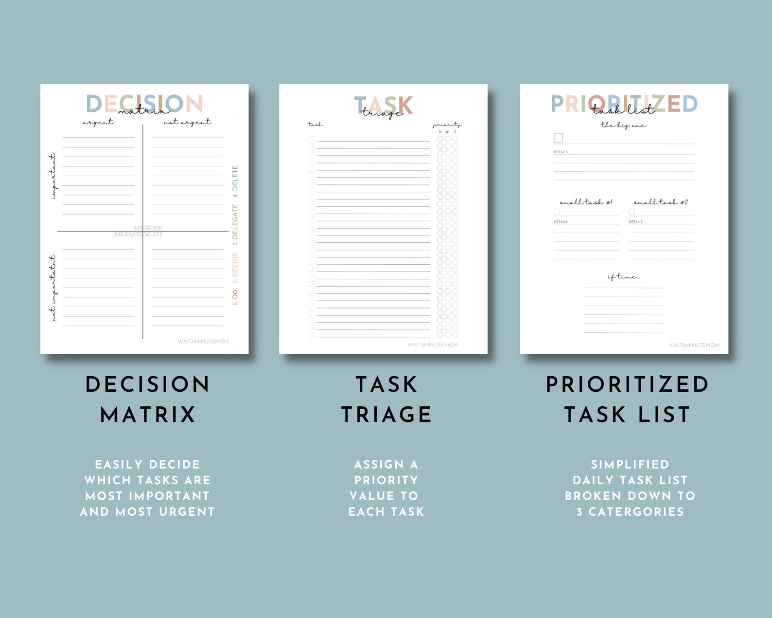 Brain Dump Printable Bundle, Decision Matrix, Thought Organizer ...
