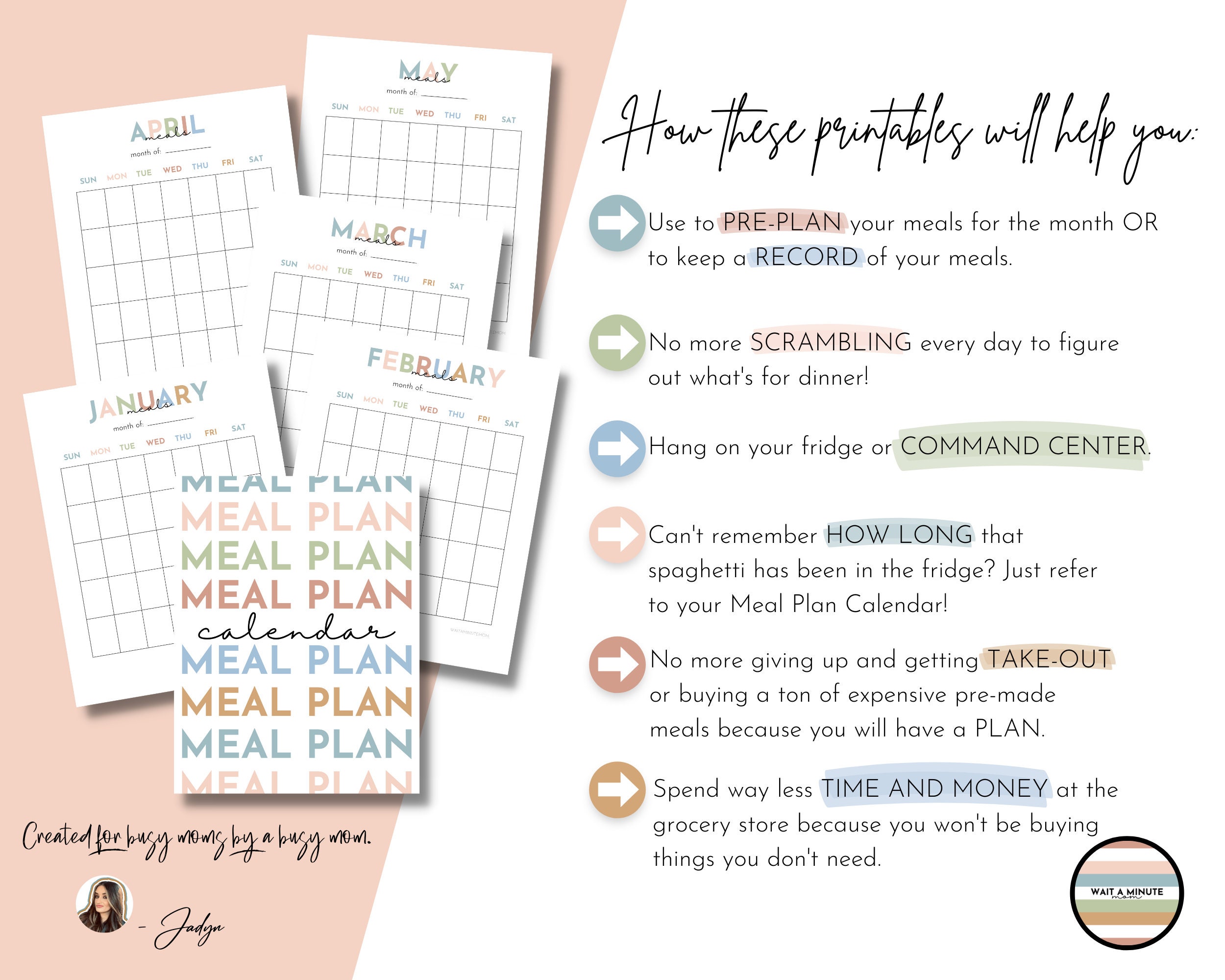 Printable Monthly Meal Plan Calendar Sheets, Monthly Menu Plan, Blank ...