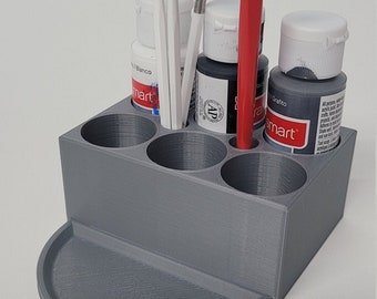 Paint Bottle Holder with Brush Holders & Paint Tray 3D Printed Paint Rack