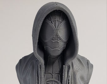 Impreso en 3D 6"Miles Morales Spiderman Busto Modelo Plata PLA Plástico