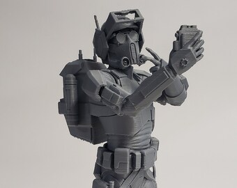 Bad Batch Tech Statue Figure 30CM/12IN Tall Silver PLA Plastic Assembled