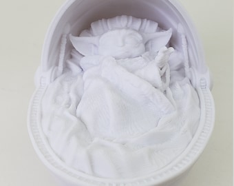 3" Dziecko Obcy w Łóżeczku Drukowane w 3D Białe PLA Plastikowe