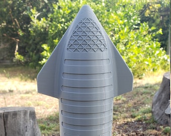 3D Printed 1:160 SpaceX Starship SN8 Display Model 12" Silver PLA Plastic
