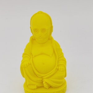 3D Printed 4&quot; Star Wars C3PO Inspired Buddha Statue Figure Yellow PLA Plastic