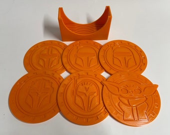 Star Wars inspiró los posavasos mandalorianos con caja de posavasos de plástico PETG naranja