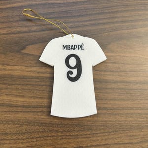 Kylian Mbappé #9 kerstornamenten | Thuistenue | Jersey Ornament van de Aankondiging van Real Madrid | Gat voor ornament of rugzak | 3D-geprint