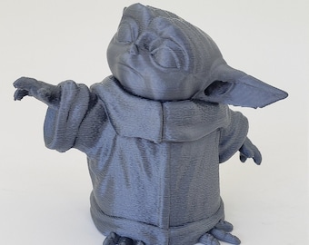 Drukowana w 3D 3-calowa figurka Baby Alien ze srebra PLA