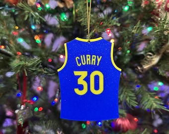 Adorno navideño n.° 30 inspirado en Steph Curry / Decoración para árbol de Navidad / Adorno impreso en 3D de Curry Golden State Warriors