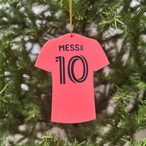 Lionel Messi #10 Christmas Ornaments | Home Kit | Inter Miami Jersey Ornament | Hole for Ornament or Backpack | 3D Printed