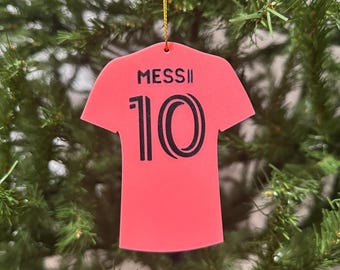 Lionel Messi #10 Christmas Ornaments | Home Kit | Inter Miami Jersey Ornament | Hole for Ornament or Backpack | 3D Printed