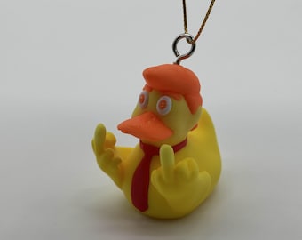Adorno navideño de Donald Trump Pato levantando el dedo Pato Trump MAGA Venda herida Pato Trump Pato MAGA 45/47 Presidente Trump