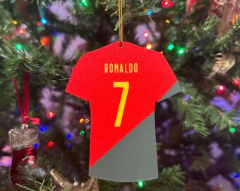 Cristiano Rolando #7 Jersey Christmas Ornament 2022 World Cup Jersey Ornament Soccer Ornament for Christmas Tree