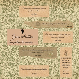 Citazioni di Jane Austen: oggetti effimeri, diari spazzatura, posta ordinaria, artigianato di carta stampabile, scrapbooking, foglio di collage, download digitale