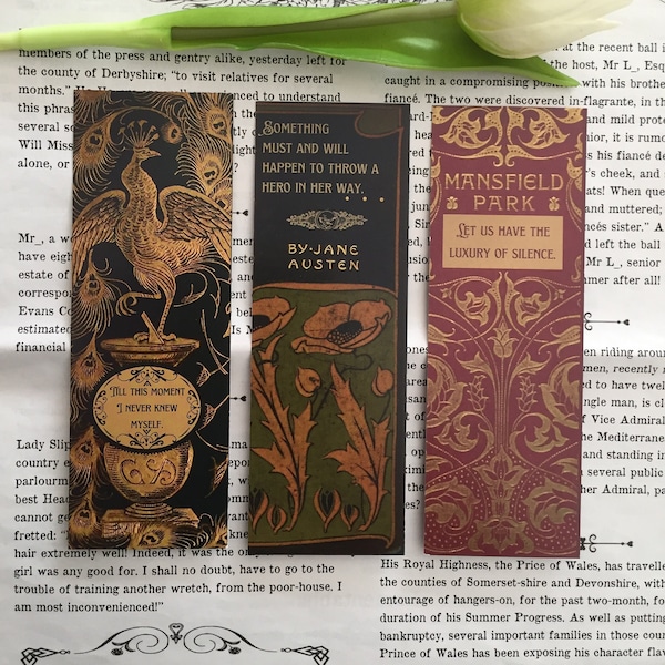 3 Lesezeichen im Stil alter Jane Austen Buchcover