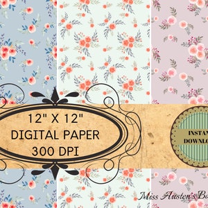 Digital Vintage Roses Paper Jane Austen Regency Scrapbooking Junk Journaling