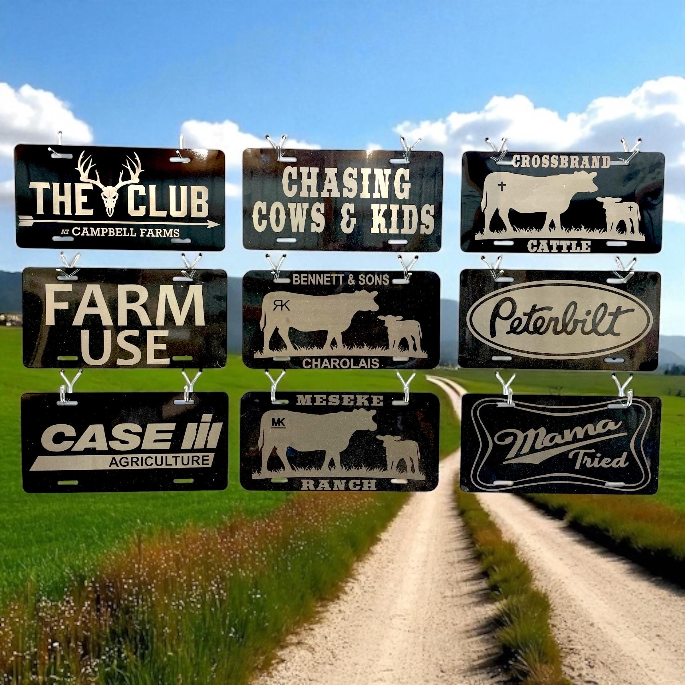 Farm Name License Plate | Ranch Name | Cow License plate | Fathers Day| Brother birthday | Laser Engrvaed |  Farming Custom Name