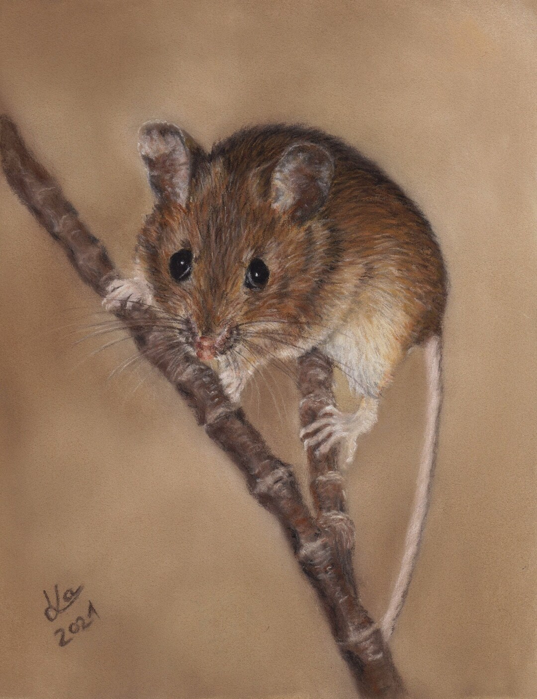 Mouse Original Pastel Drawing 15 X 20 Cm - Etsy