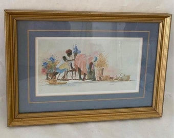 Vintage Charleston Print Flower Ladies artist  Nicki Williams