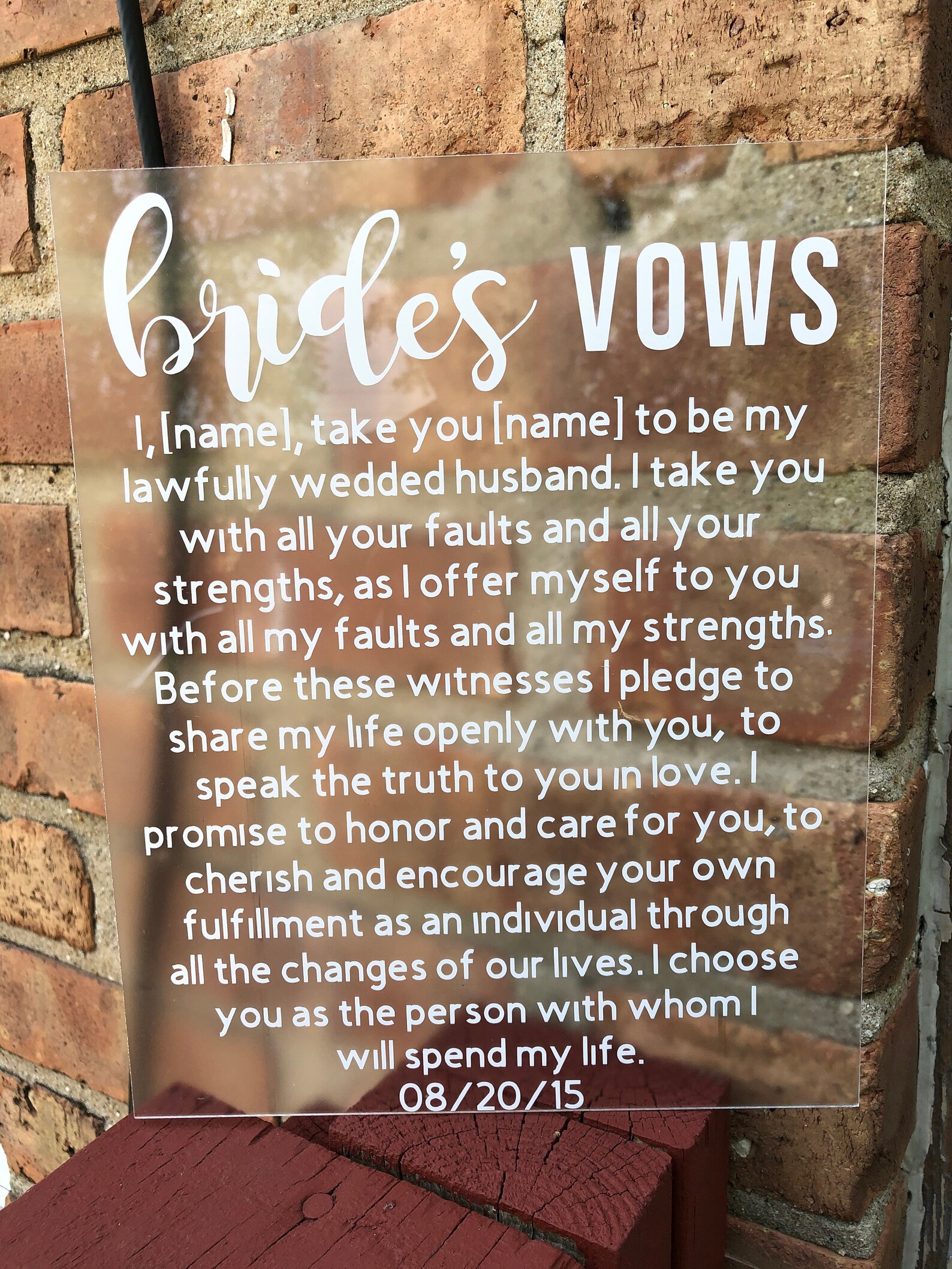 Wedding Vows Plaque / Bride's Vow Plaque / Groom's Etsy