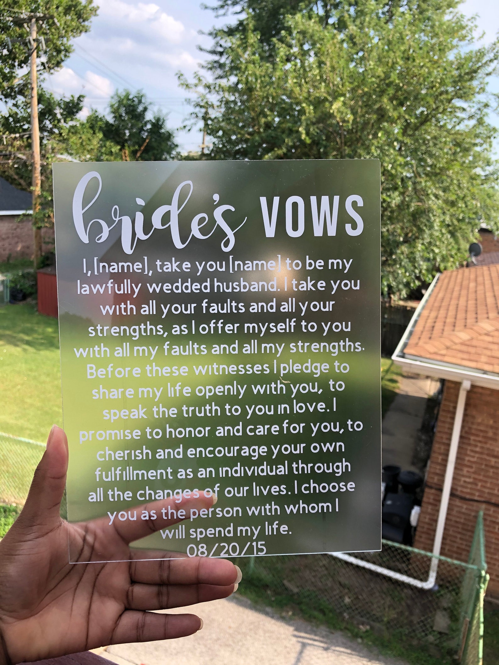 Wedding Vows Plaque / Bride's Vow Plaque / Groom's Etsy