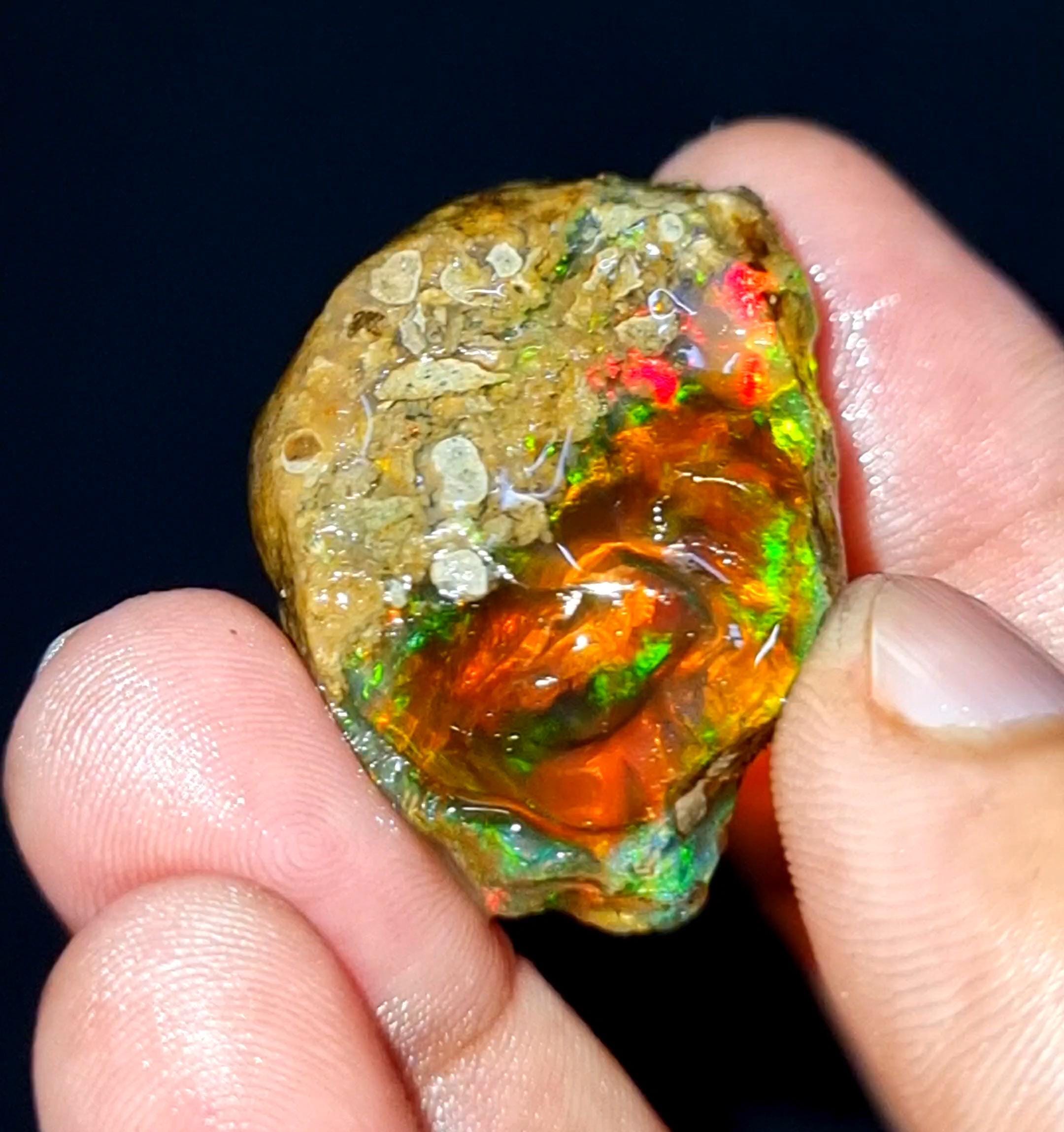 エチオピア産オパール原石：天然ウェロファイアオパール結晶（64