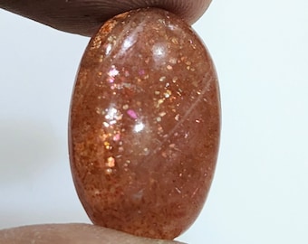Natuurlijke zonnesteen cabochon, ovale edelsteen, sieraden maken (24 x 15 x 7 mm)