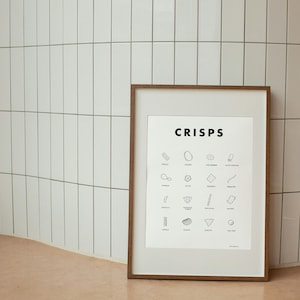 Crisps Print | Crisps | British Poster | Wall Art | Unframed | Crisps Types Print | Retro | Home Decor | Snacks | Kitchen Decor | British