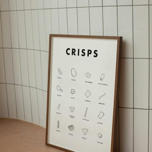 Crisps Print | Crisps | British Poster | Wall Art | Unframed | Crisps Types Print | Retro | Home Decor | Snacks | Kitchen Decor | British