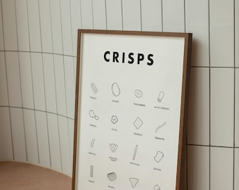 Crisps Art Print | British Snacks Poster, Kitchen Decor (Digital Download)