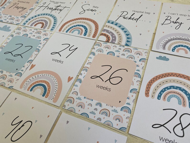 Rainbow Pregnancy Milestone Cards - Etsy
