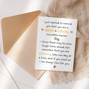 Brave and Strong Encouragement Card for Cancer, Surgery, Get Well, Tough Times