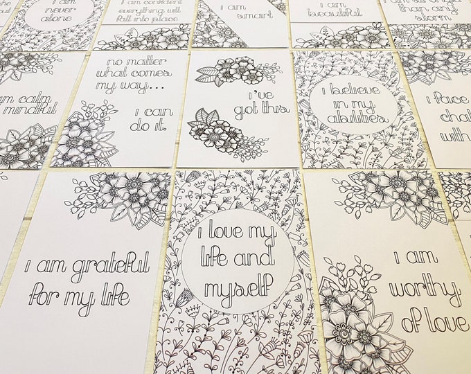 Colouring-in Affirmation Cards, Mindful affirmations, Positive Affirmation cards, Inspirational Affirmation Cards