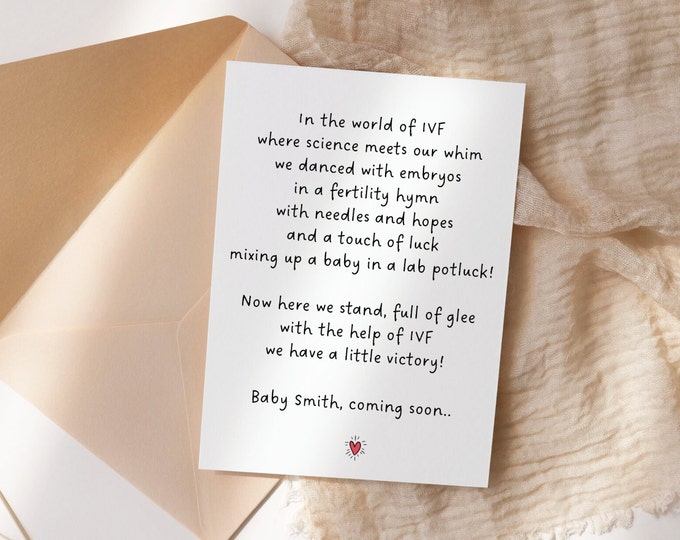 IVF Pregnancy Announcement, IVF Greeting Card, Pregnancy Announcement Card, IVF Pregnancy