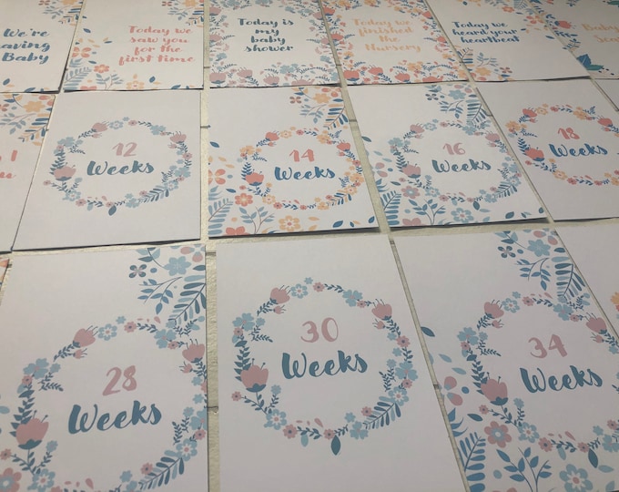 Pregnancy Milestone Cards | Pregnancy Gift | Mum to be gift |Milestone cards | Pregnancy Announcement | Floral