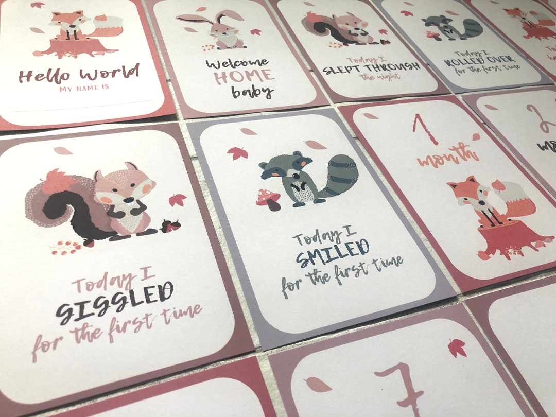 Baby Milestone Cards: Woodland Animals, Keepsake Gift Box - Etsy