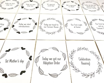 Black & White Themed Adoption Milestone Cards Gift inclusive of LGBTQ+ and Single parents