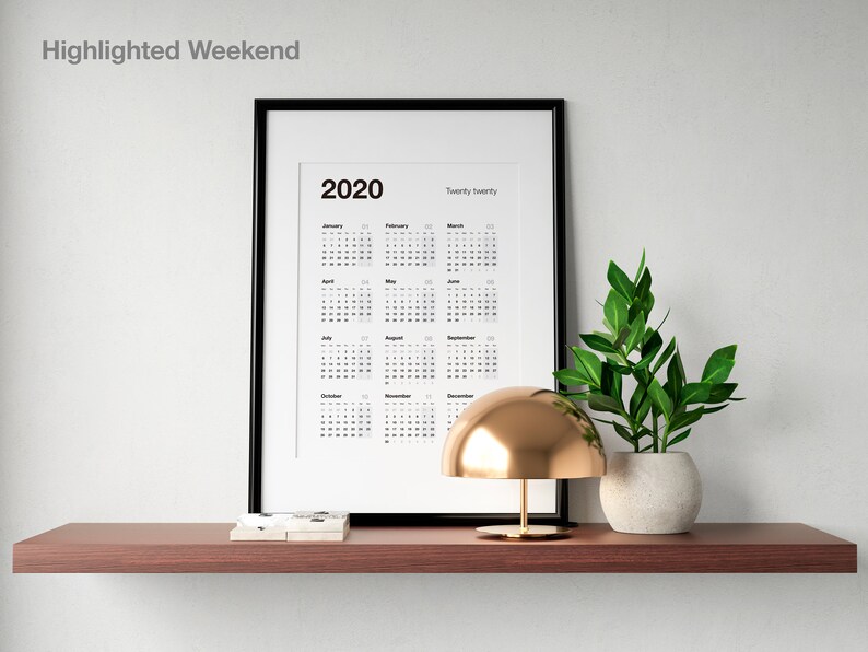 2021 Year Calendar Printable A1 Size Minimalist Calendar Etsy
