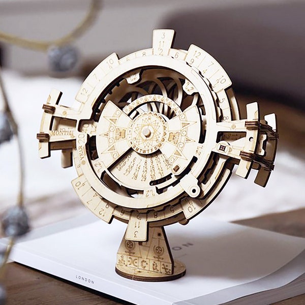 DIY 3D Wood Puzzle Calendario Perpetuo Modelo Mecánico Kits de Construcción STEM Ensamblaje Homeschool Toy Regalo para Niños Adulto