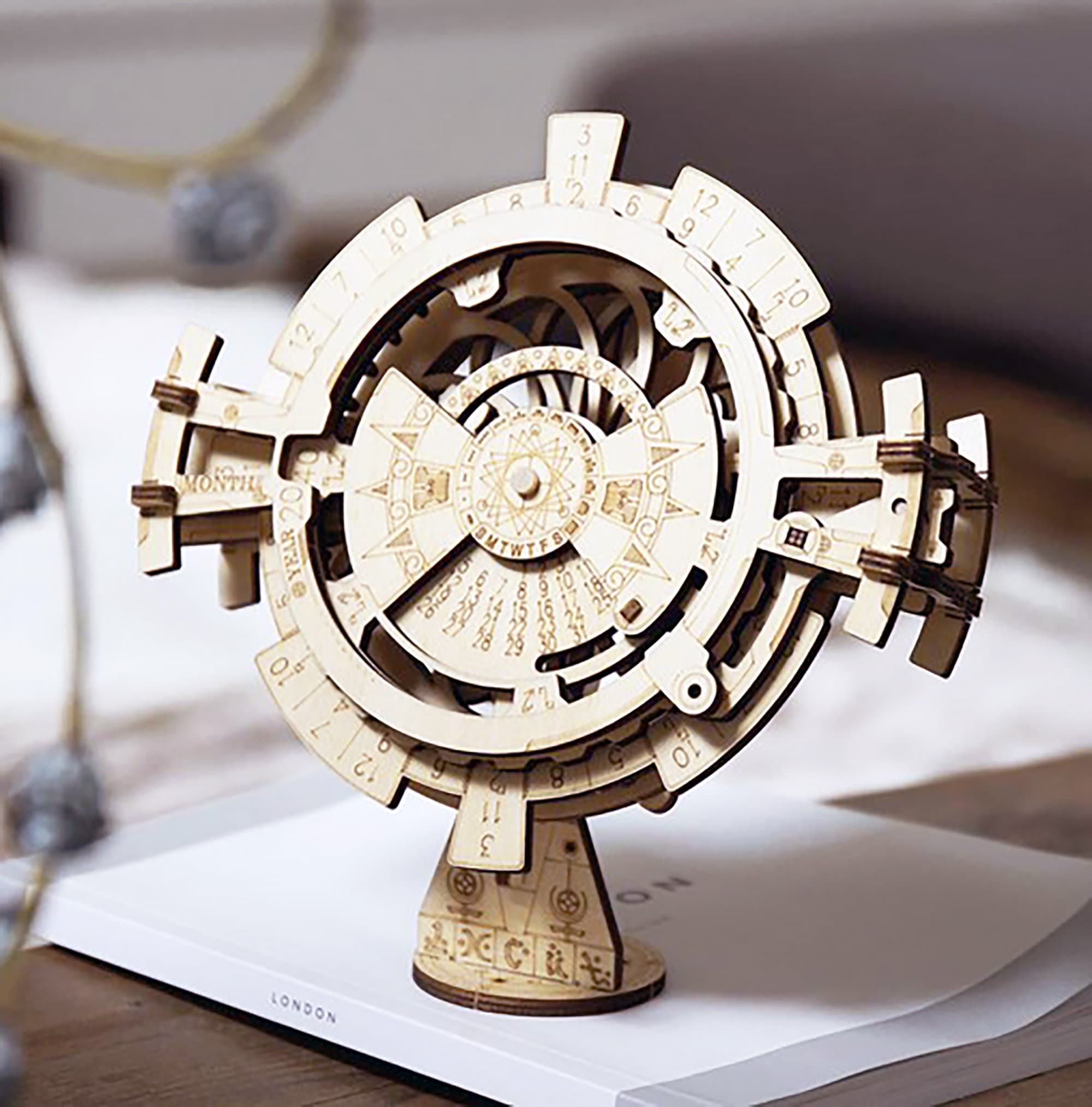 Details about   Mechanical Wooden Puzzle Perpetual Calendar  Creative 3D Model DIY Building Kit 