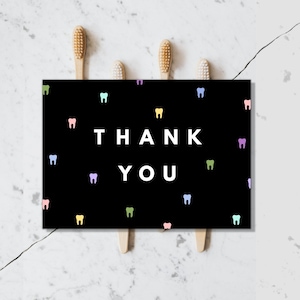 Tarjeta de agradecimiento. Odontología. Regalos dentales. Tarjetas dentales. Tarjetas para odontología. Regalos dentales. Tarjetas de felicitación. Con temática dental. Higiene dental. Tarjetas.