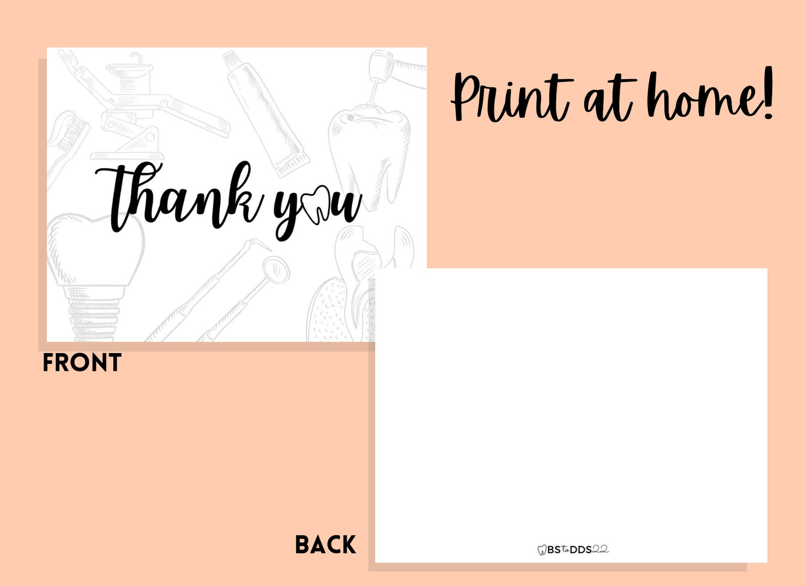 Printable thank you card. Printable dental card. Dental thank | Etsy