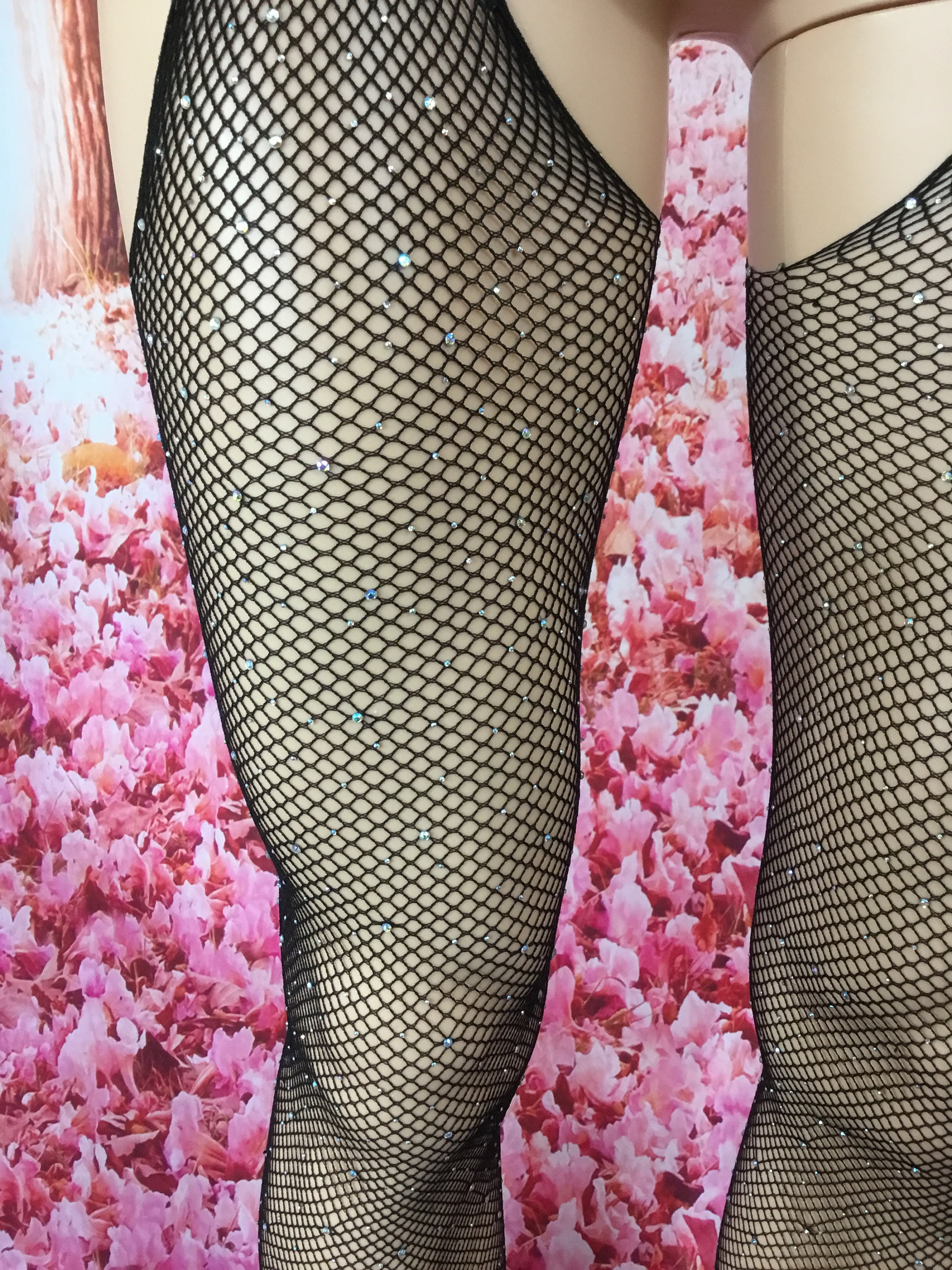 unisex fishnet diamanté crotchless stockings tights etsy uk