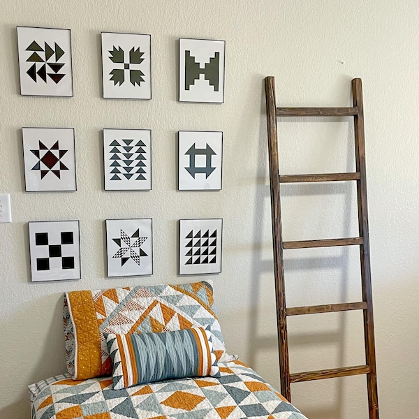 Set of 12 Traditional Quilt Blocks For 8" x 10" Digital Art Prints