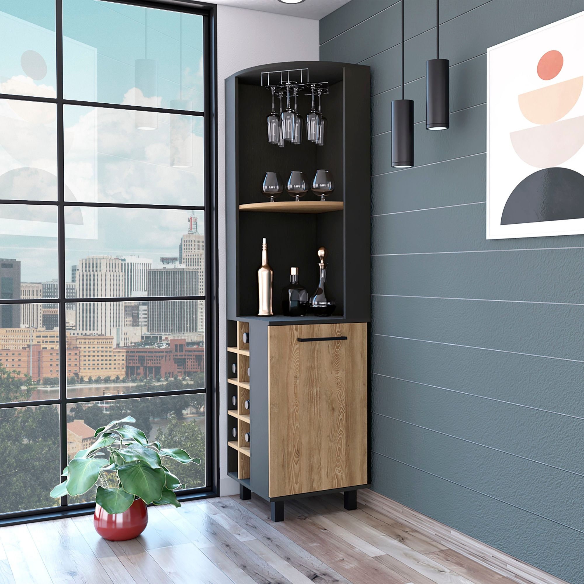 Corner Bar Two Shelves Ten Builtin Wine Rack Etsy