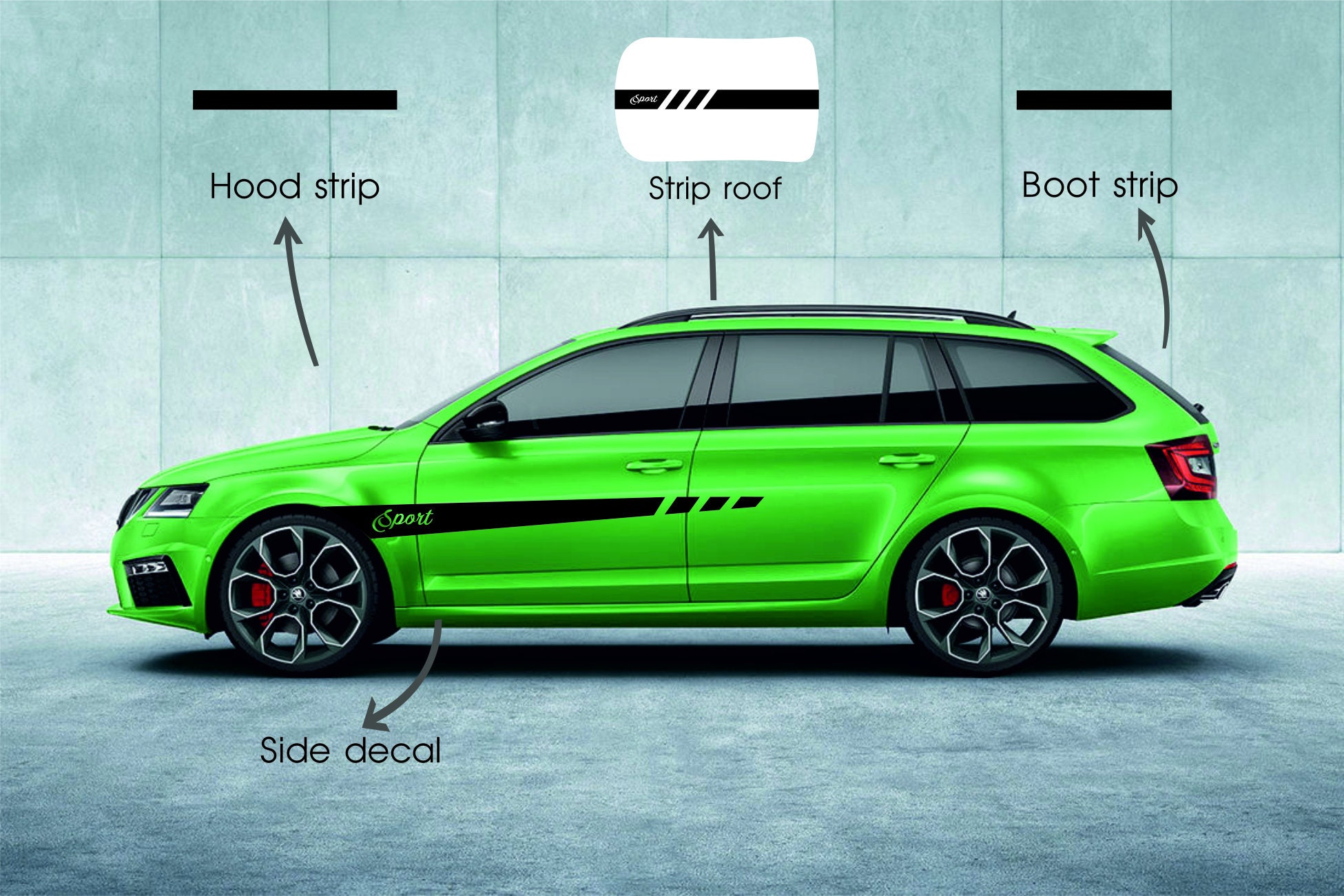 Impuls Silhouette Aufkleber mit Skoda Octavia 5E Kombi Sticker Tuning