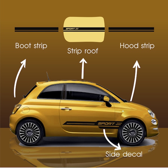 Streifen Aufkleber Art Set passend für Fiat 500 Streifen Tuning