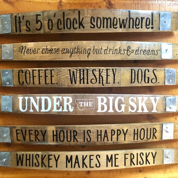 WHISKEY Barrel Stave Sign- 29”L / Custom Staves / Personalized Rustic Staves / Wedding Gift /   House Warming Gift