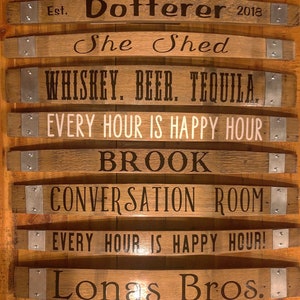 WINE Barrel Stave Sign- 34.5”L / Custom Staves / Personalized Rustic Staves / Wedding Gift /   House Warming Gift