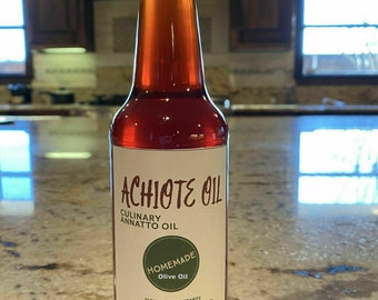 Achiote OLIVE Oil - Annatto Gourmet Oil. Homemade. Natural Color for your Caribbean cuisine 10 Oz bottle. Healthy Antioxidants.